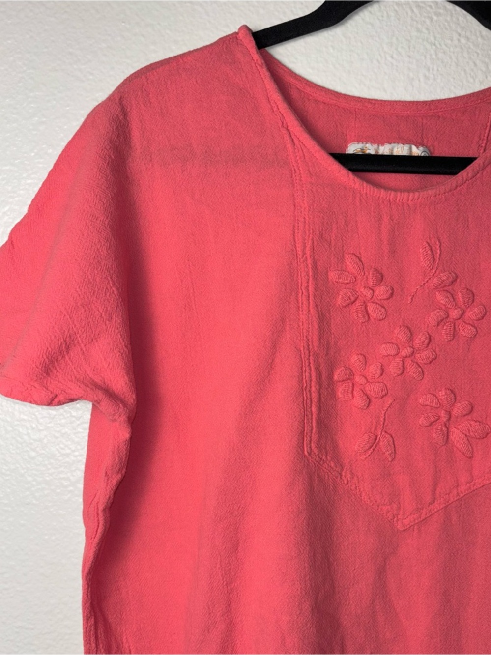 Manta del lago hand embroidered top dolman sleeves woman's size large coral - Picture 7 of 12
